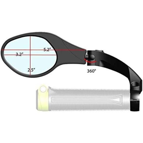 Handlebar Bike Mirror,Stainless Steel Lens Mirror,Bicycle Rearview Mirror,Safety - Picture 6 of 8